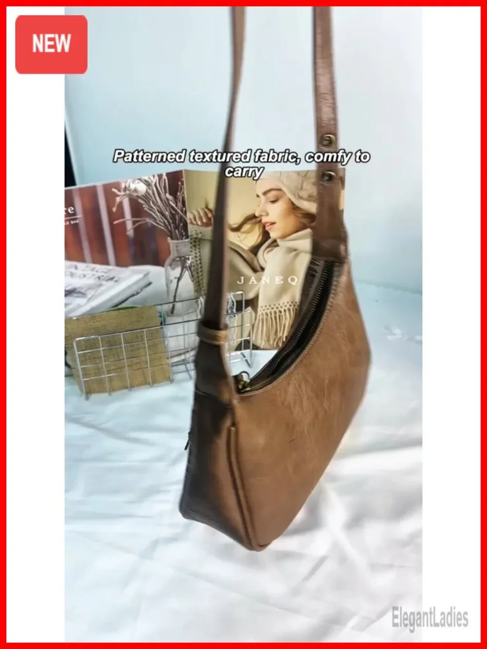 Vegan Leather Floral Embossed Hobo Bag with Tassel Adjustable Strap